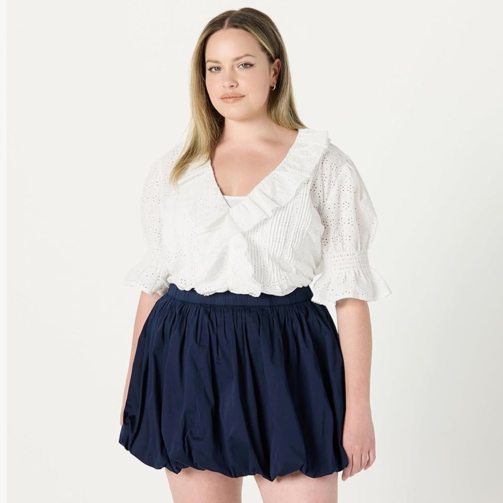 🆕 The Drop ‘Lenai’ 100% Cotton Pintuck Eyelet Blouse in Ivory XL - Picture 6 of 9